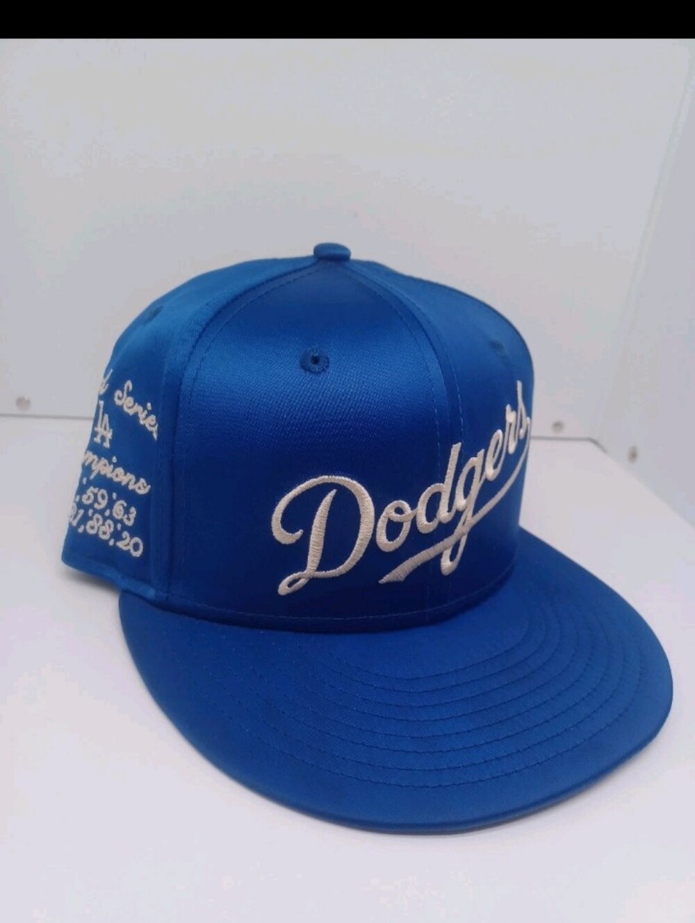 Rare LA Dodgers Royal Satin Script 9Fifty Snapback Hat OSFM Blue New Era MLB